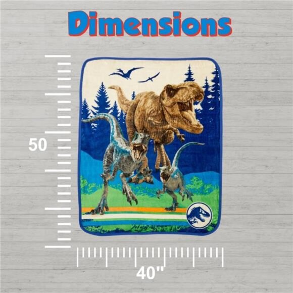 Jurassic World Dominion Rexy T-Rex Kids Bedding Super Soft Silk Touch Throw - Picture 6 of 7
